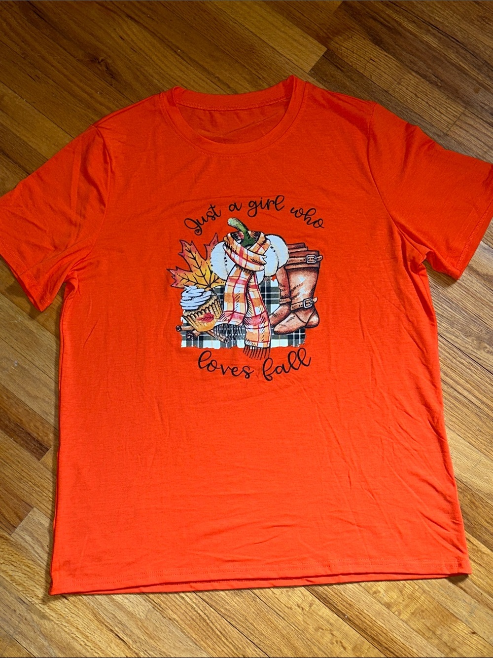 Just a Girl Who Loves Fall Orange Plus Graphic Tee XXL